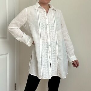 White Long Sleeve Blouse by Sigrid Olsen
